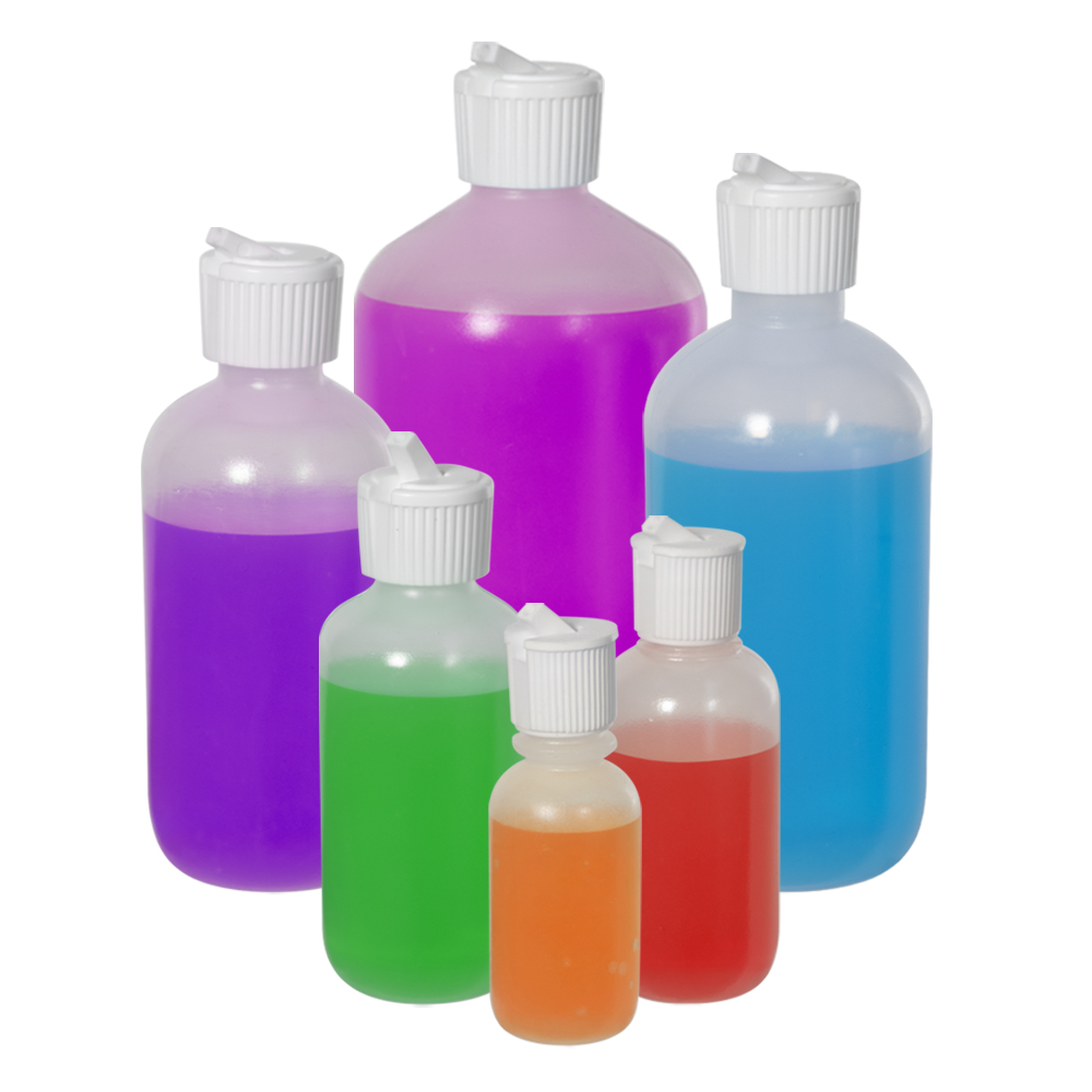 LDPE Boston Round Bottles With Flip Top Caps U S Plastic Corp