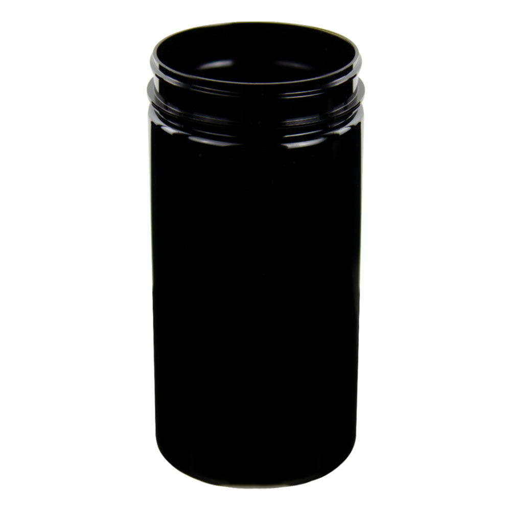 Oz Black Pet Straight Sided Round Jar With Neck Cap Sold