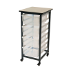 Clear Single Row Luxor Mobile Bin Storage Unit with 4 Large Bins