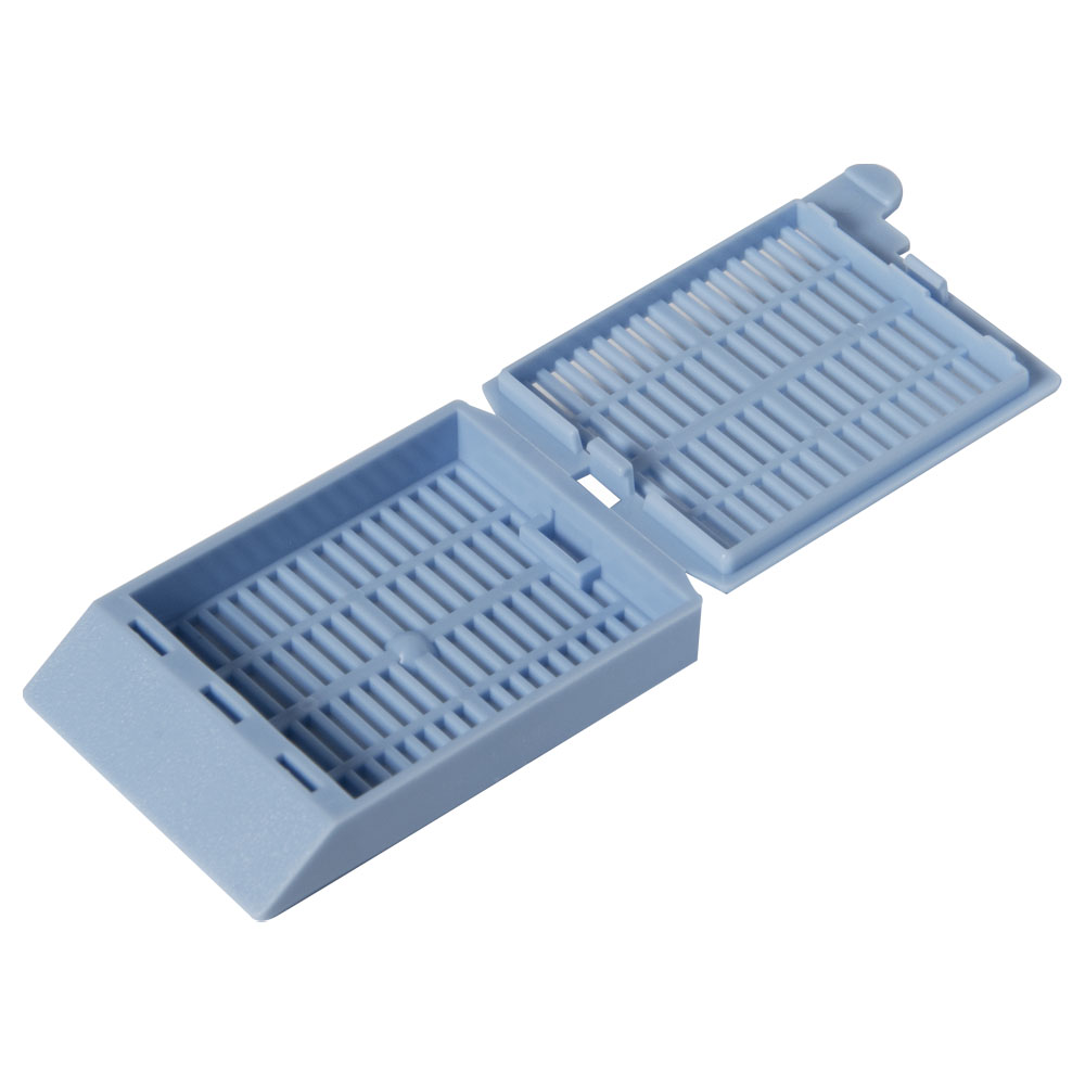 Blue Tissue Cassettes with Attached Lids | U.S. Plastic Corp.