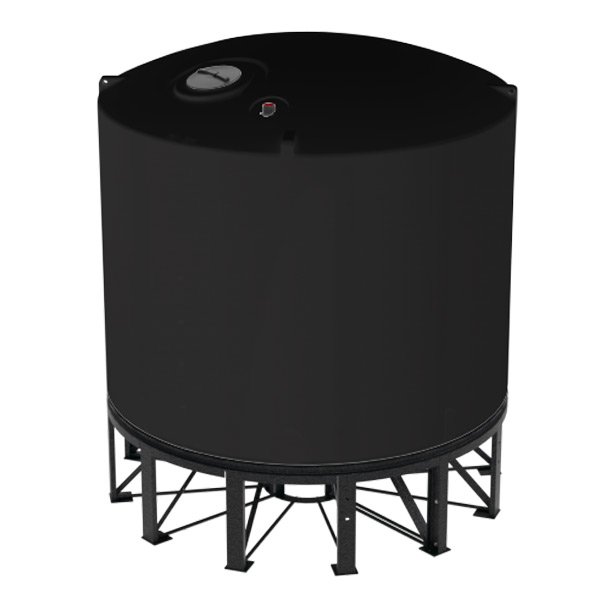 7500 Gallon 15° Cone Bottom, Dome Top Black Tank w/16 Lid - 142 Dia. x 143  Hgt.