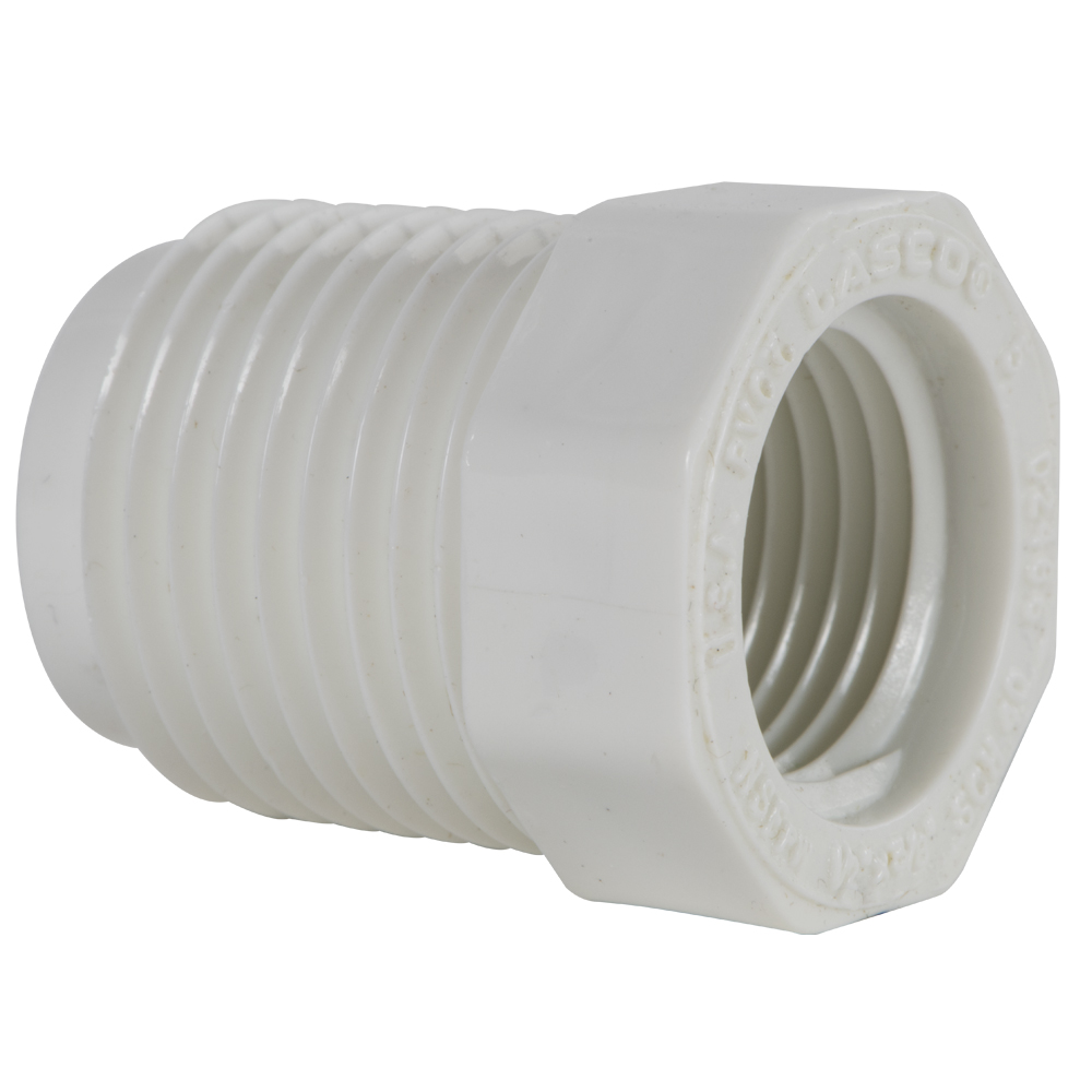 1 2 Mnpt X 3 8 Fnpt Schedule 40 White Pvc Threaded Reducing Bushing U S Plastic Corp