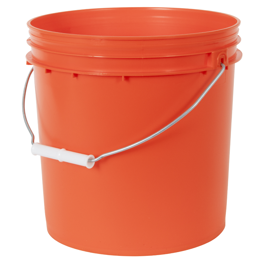 2 Gallon Orange Hdpe Economy Round Bucket With Wire Bail Handle 