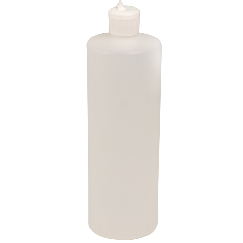 32 oz. Natural HDPE Cylindrical Sample Bottle with 28/410 White Ribbed ...