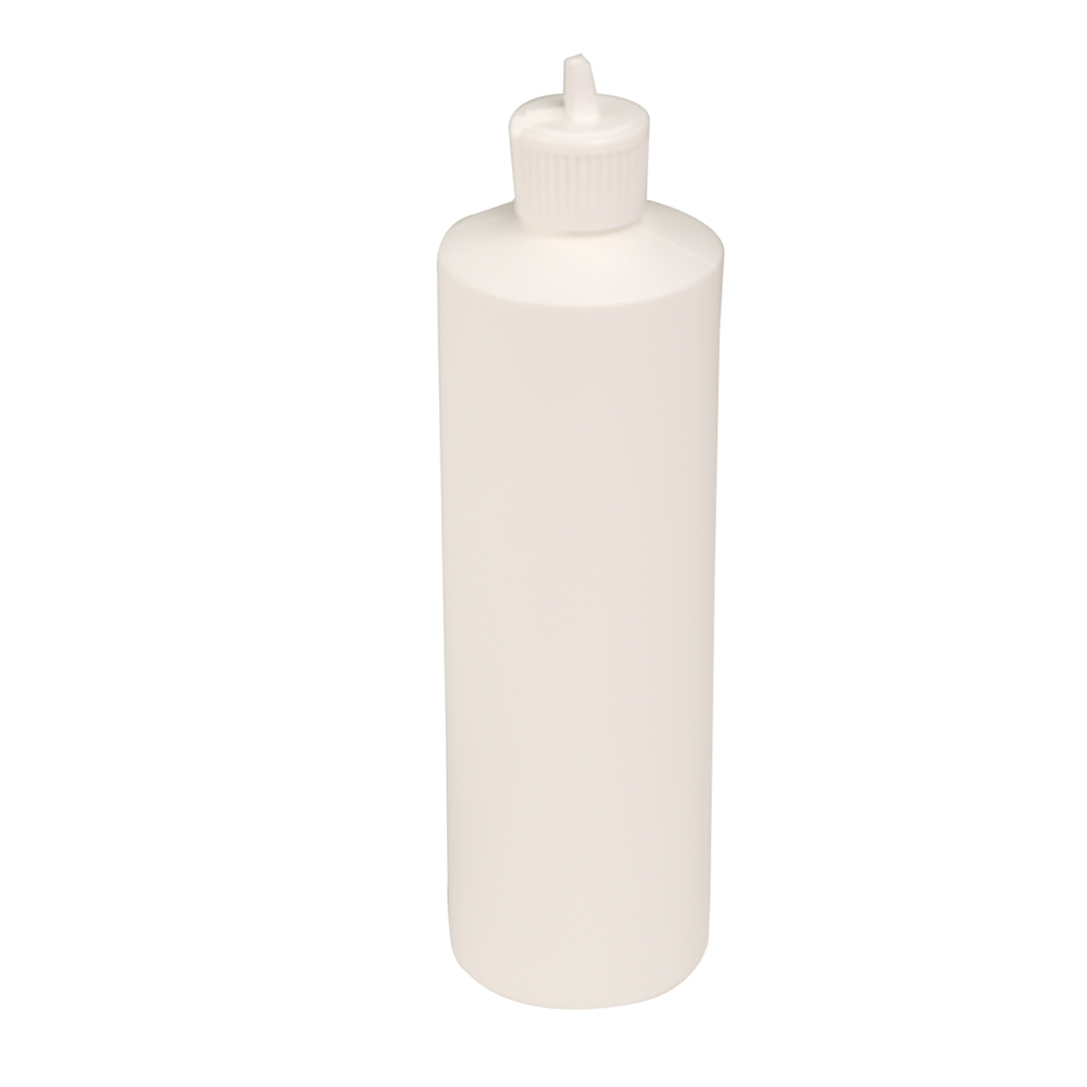 16 oz. White HDPE Cylindrical Sample Bottle with 24/410 White Ribbed ...