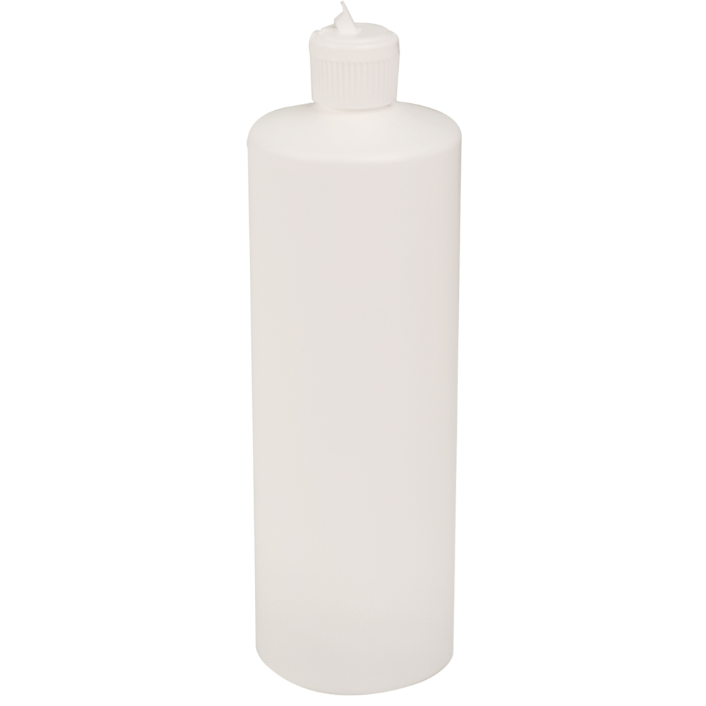 32 oz. White HDPE Cylindrical Sample Bottle with 28/410 White Ribbed ...