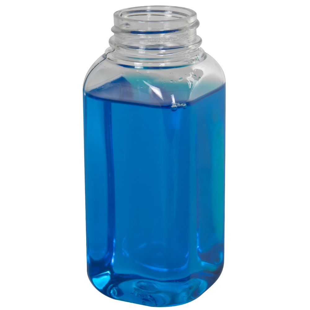 8 oz Clear PET Spice Bottles w/ Black Pressure Sensitive Lined Caps