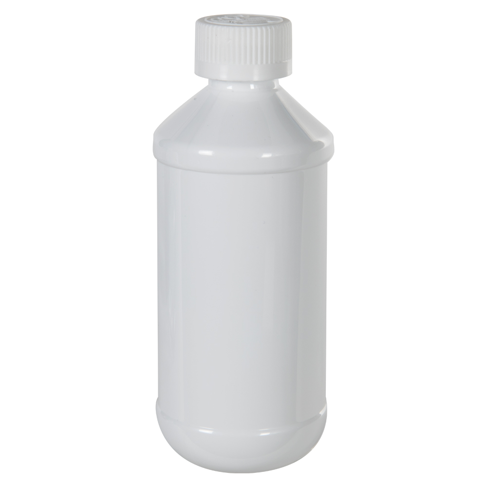 8 oz. Amber PET Plastic Modern Round Bottle, 24mm 24-400