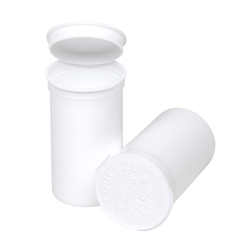 1oz White PP Plastic Hinged Lid Containers (White Hinged Cap) - White BPA Free