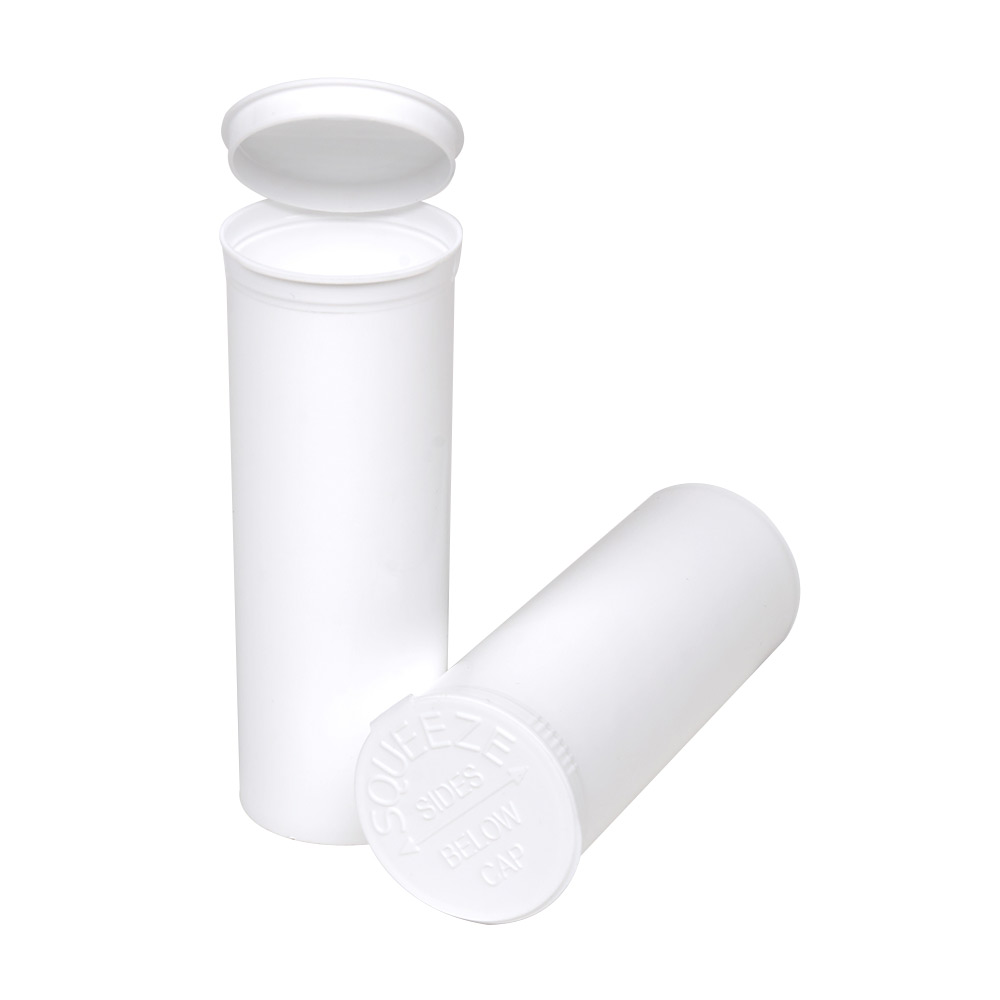 Plastic Vials, Natural Polypropylene Plastic Pop Top Child Resistant Vials