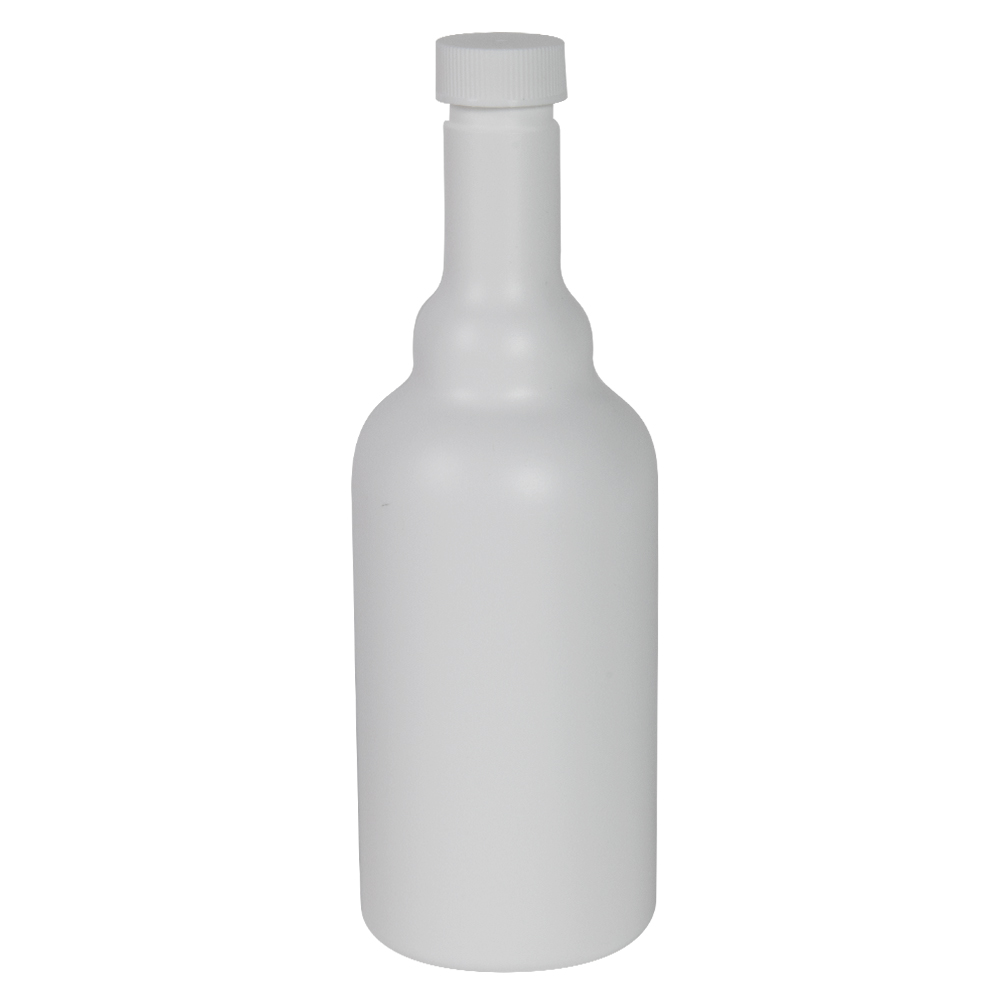 8 oz. Short Neck White HDPE Austin Round Cone Top Bottle with 22/400 ...