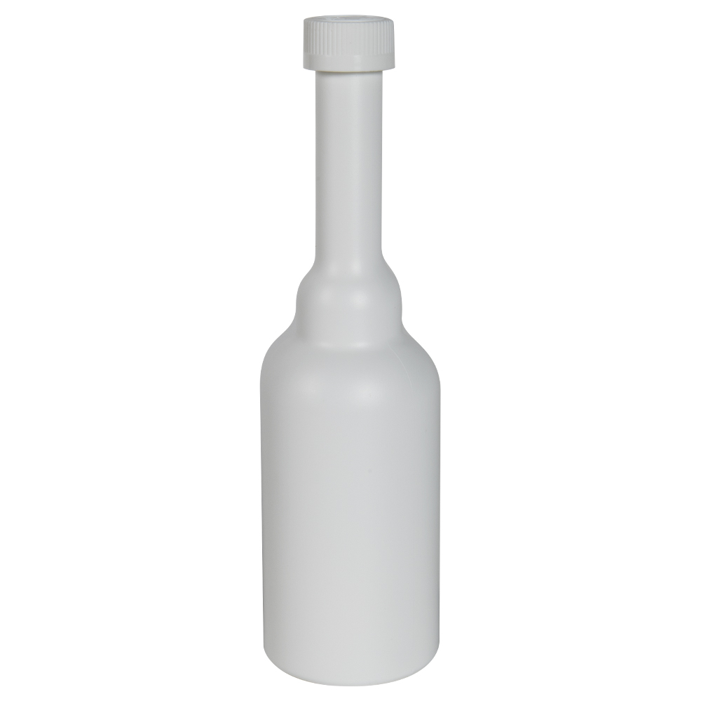 8 oz. Long Neck White HDPE Austin Round Cone Top Bottle with 22/400 ...