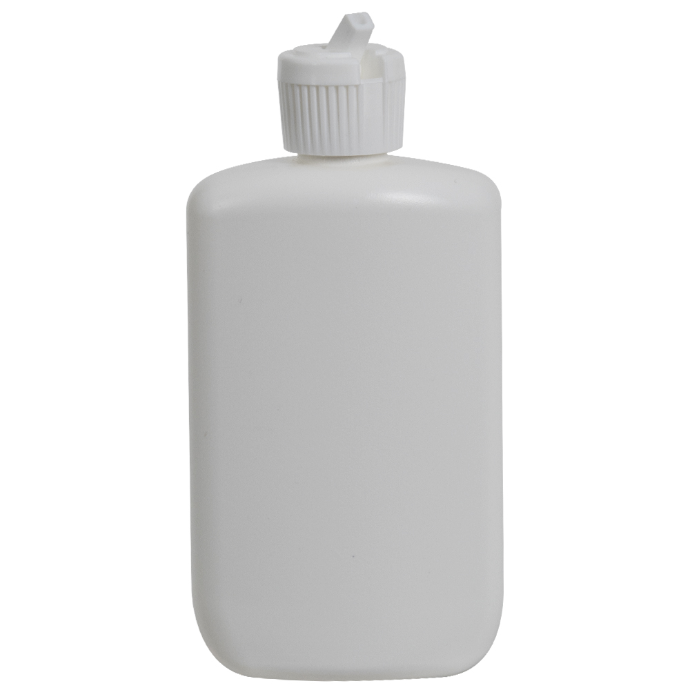 4 oz. White HDPE Oval Bottle with 20/410 White Ribbed Flip-Top ...