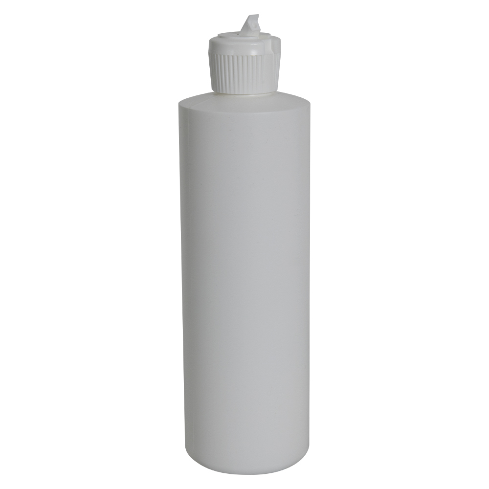 16 oz. White HDPE Cylindrical Sample Bottle with 28/400 White Ribbed ...