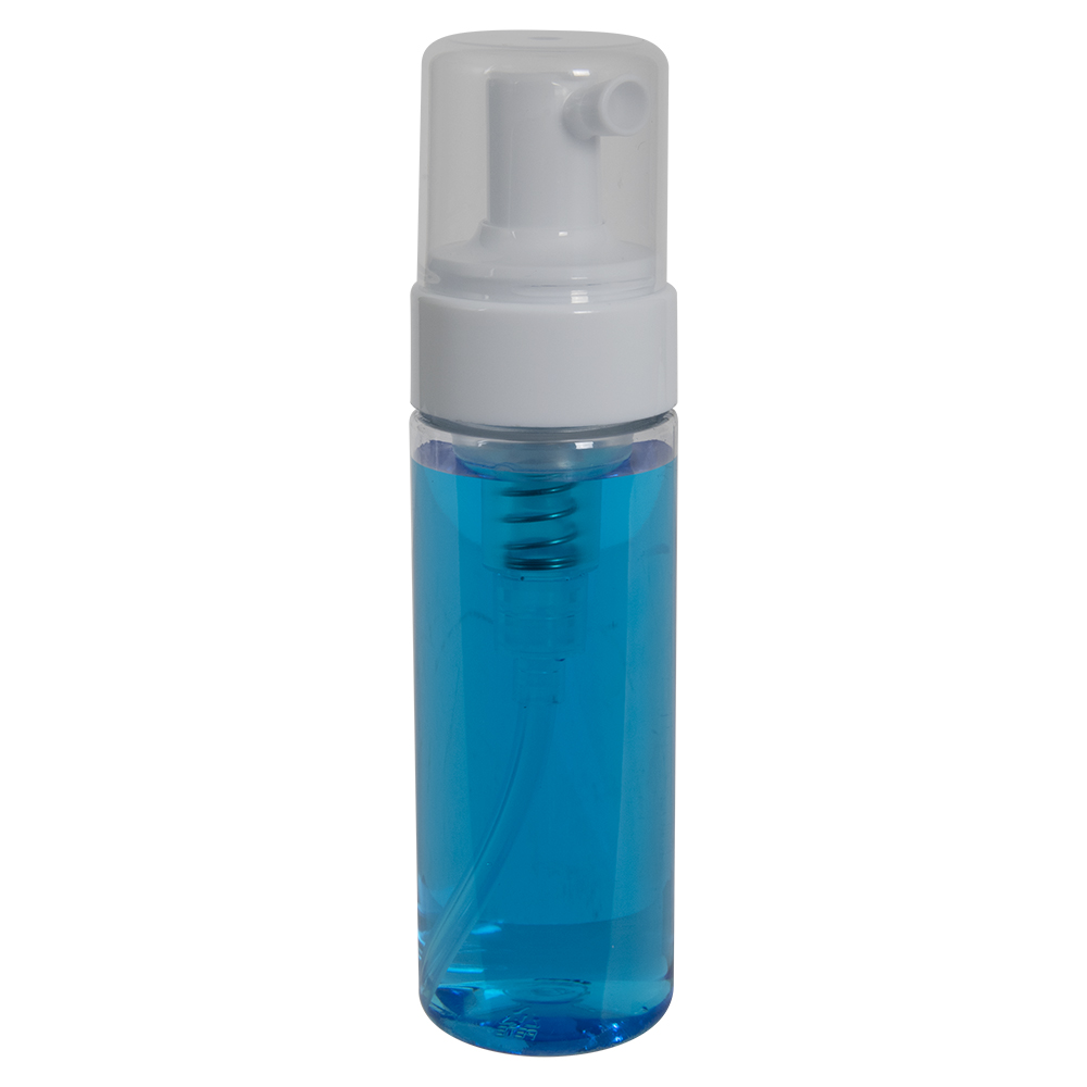 180mL Clear PET Foaming-Style Cylinder Bottle with 43mm White ...