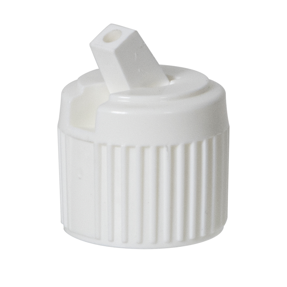 18/410 White Polypropylene Flip-Top Cap | U.S. Plastic Corp.