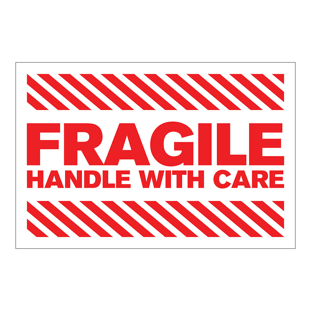 Fragile Handle With Care Horizontal Rectangular Paper Label With