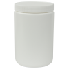 25 oz. White HDPE Wide Mouth Round Jar with 89/400 White Ribbed Cap with F217 Liner