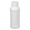 4 oz. White HDPE Modern Round Bottle with 28/410 White Ribbed Cap with F217 Liner