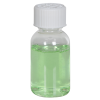 1 oz. Clear PET Squat Boston Round Bottle with 20/410 White Ribbed CRC Cap with F217 Liner