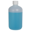 16 oz. Natural HDPE Boston Round Bottle with 28/410 White Ribbed Cap with F217 Liner