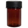 4 oz./120cc Translucent Amber PET Aviator Container with Black CR Cap & Seal