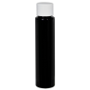 1 oz. Black Slim PET Cylinder Bottle with 20/410 White Ribbed Cap with F217 Liner