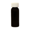 1 oz. Black PET Cosmo Round Bottle with 20/410 White Ribbed CRC Cap with F217 Liner