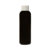 2 oz. Black PET Cosmo Round Bottle with 20/410 White Ribbed Cap with F217 Liner