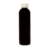 4 oz. Black PET Cosmo Round Bottle with 20/410 White Ribbed CRC Cap with F217 Liner