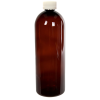 32 oz. Light Amber PET Cosmo Round Bottle with 28/410 White Ribbed CRC Cap with F217 Liner