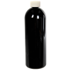 32 oz. Black PET Cosmo Round Bottle with 28/410 White Ribbed CRC Cap with F217 Liner