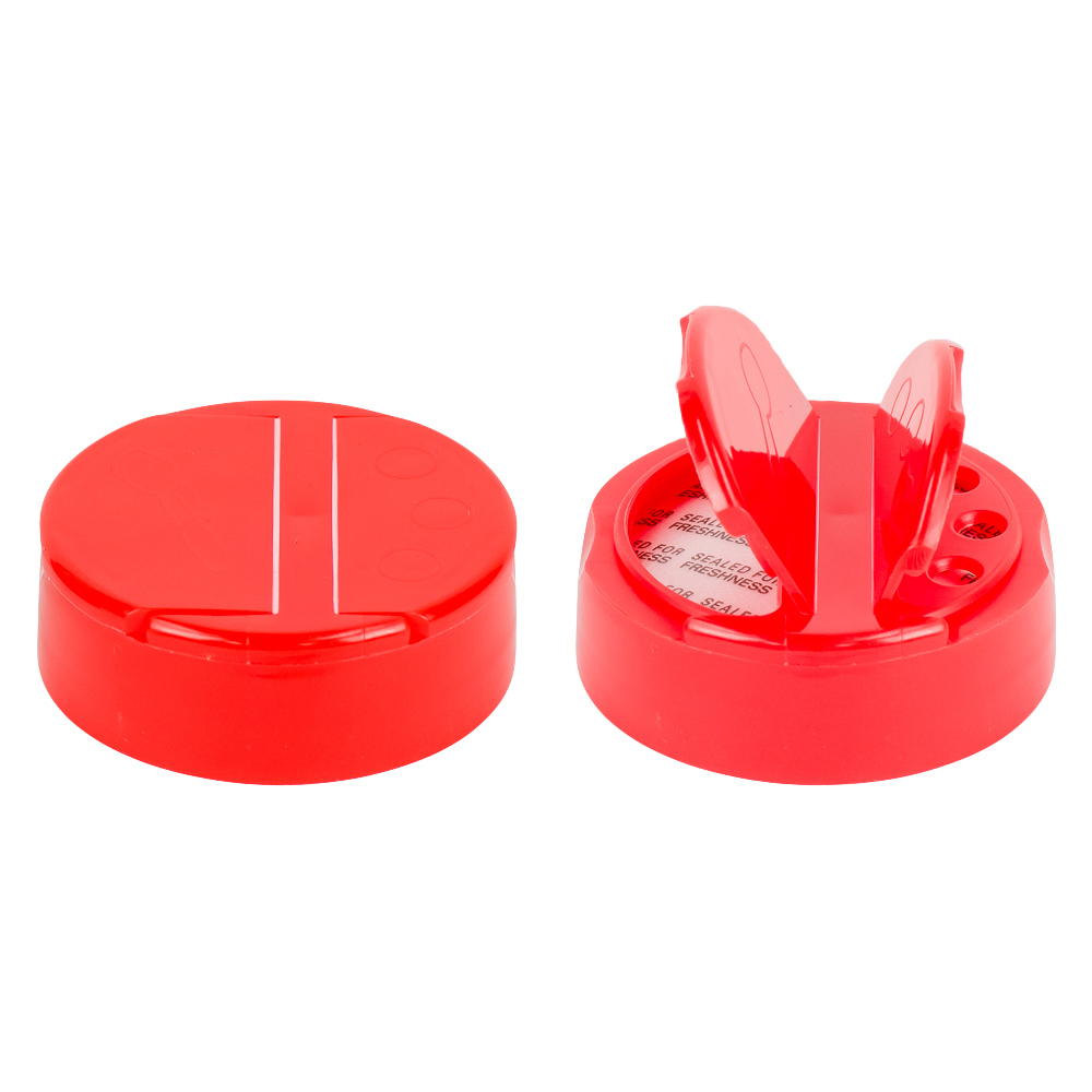 8 oz Natural PP Plastic Spice Jars (Red Flip & Sift Cap) - Natural 53-485