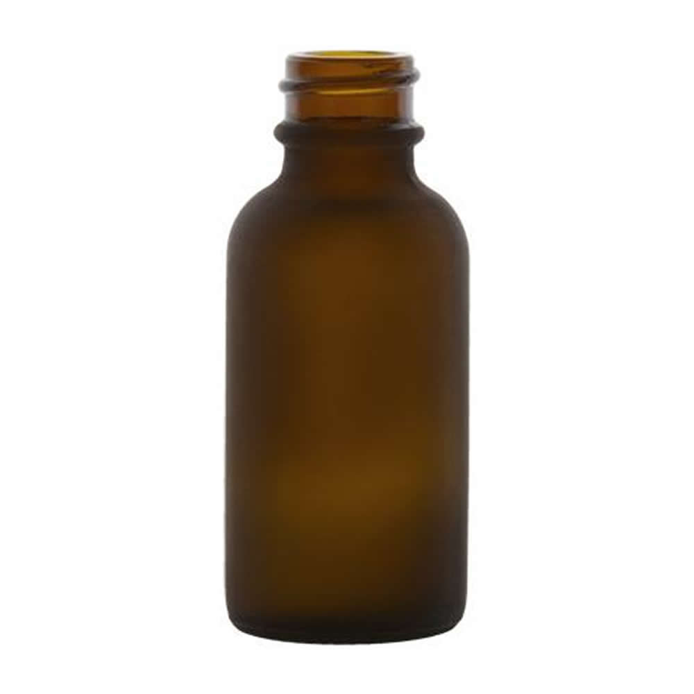 Download 1 Oz Amber Frosted Glass Boston Round Bottle With 20 400 Neck Cap Sold Separately U S Plastic Corp