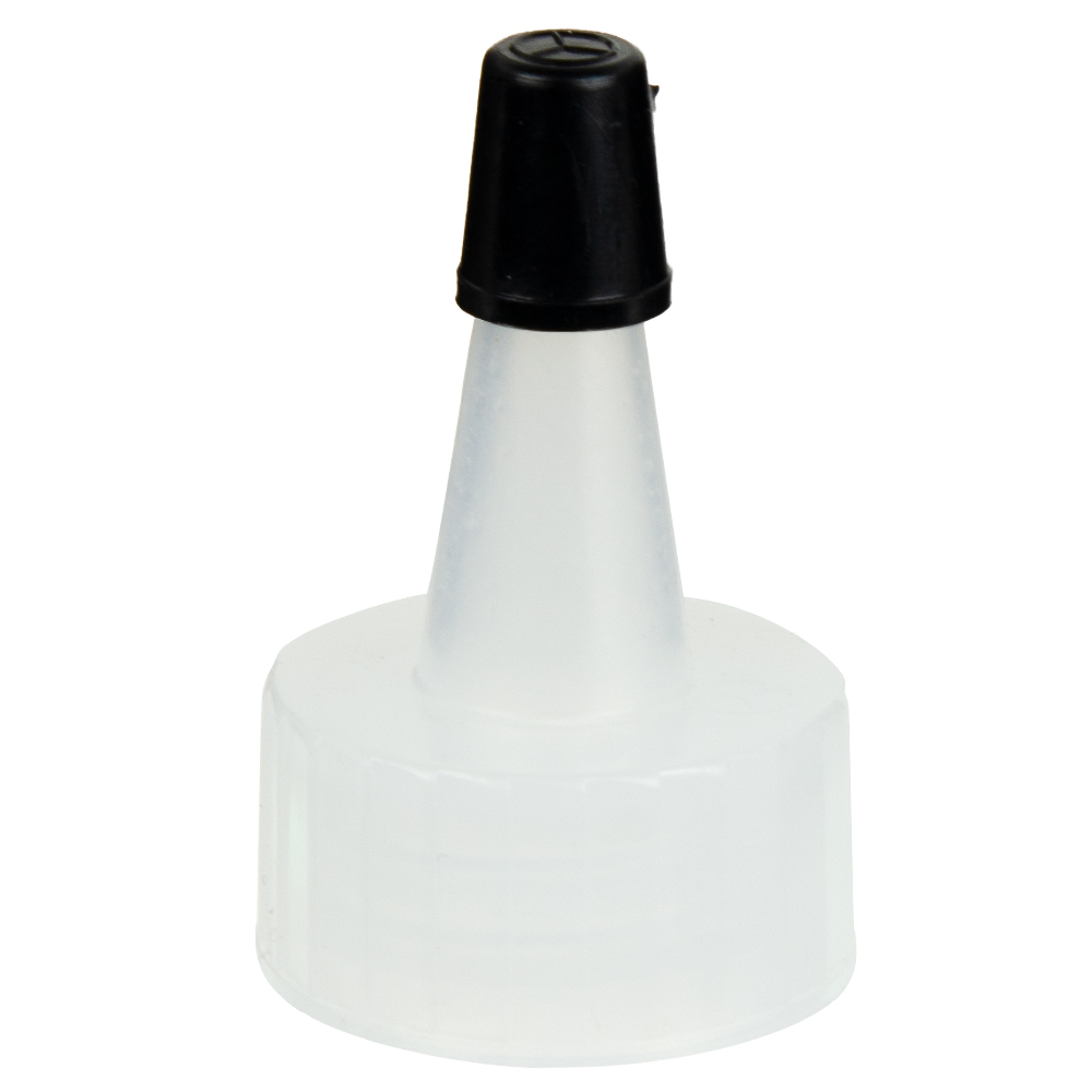 20/400 Natural Yorker Spout Cap with Regular Black Tip | U.S. Plastic Corp.