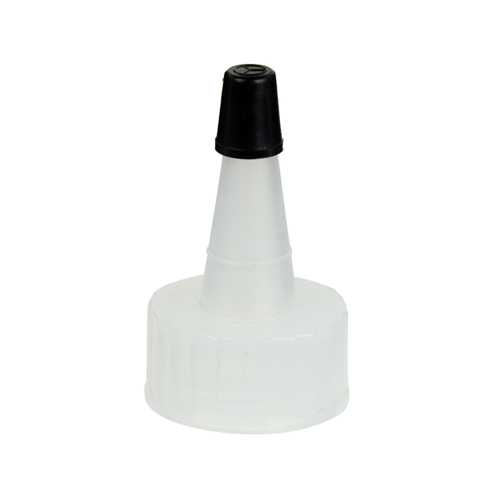 22/400 Natural Yorker Spout Cap with Regular Black Tip | U.S. Plastic Corp.