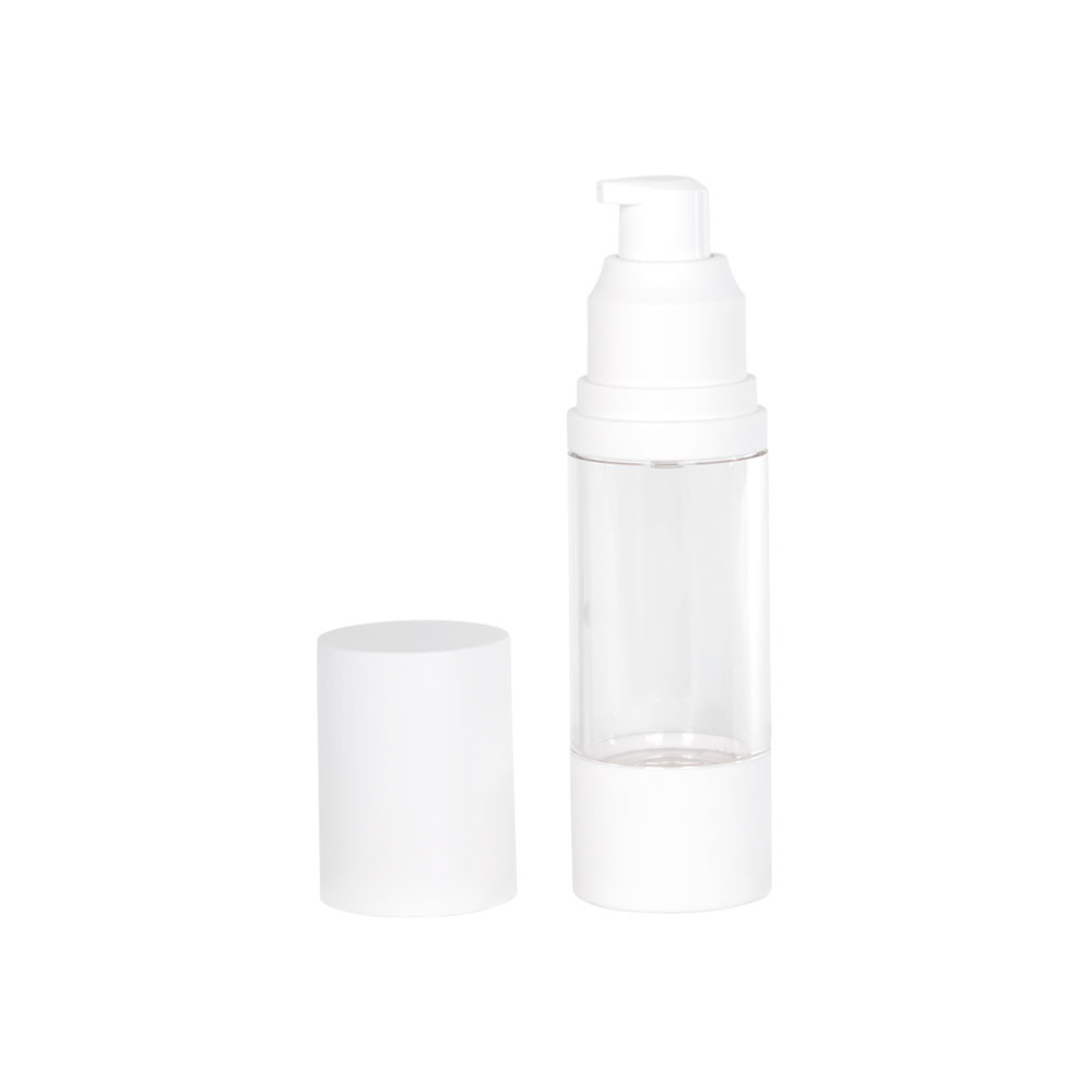 Download 30ml Clear White Aluminum Airless Treatment Bottle With Pump Cap U S Plastic Corp