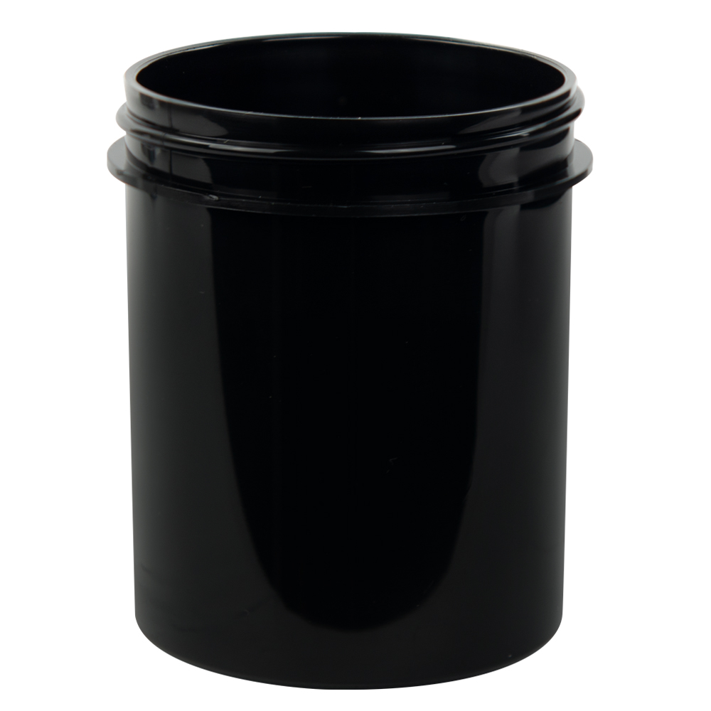 4 oz. Black Polypropylene Straight-Sided Round Jar with 58/400 Neck ...