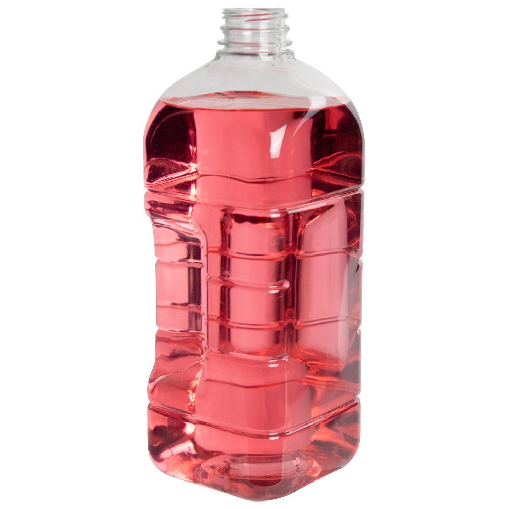 16oz Clear Pet Arched Plastic Square Beverage Bottles (Pink Tamper-Evident Cap) - Clear Pet Plastic 38 mm