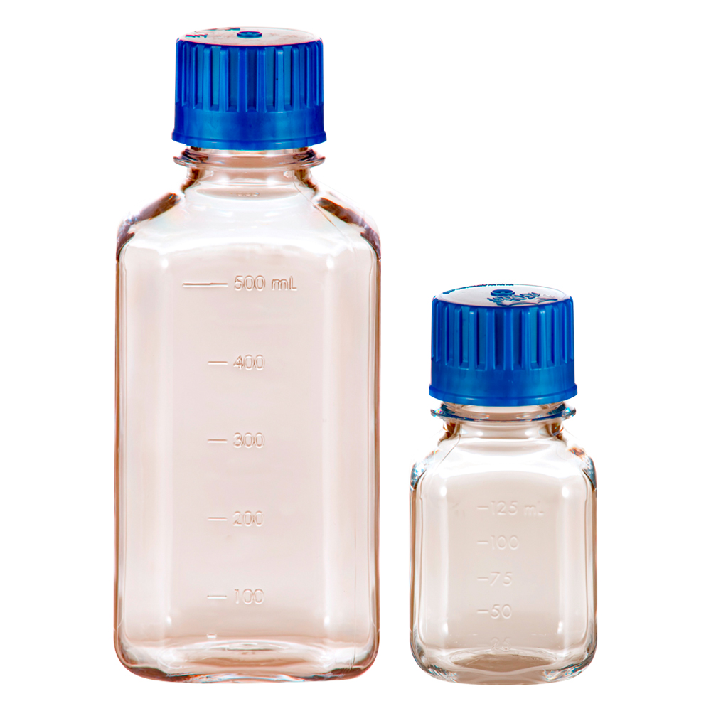 Square Graduated Media Bottles with Caps