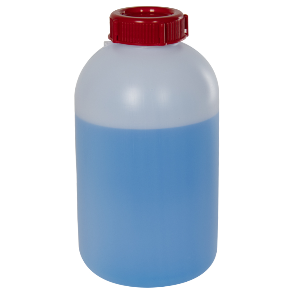 Bottles, wide neck, HDPE, round, sealable, with screw cap and sealing  eyelets