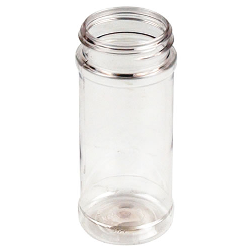 8.4 oz. Clear PET Round Spice Jar with 53/485 Neck (Cap Sold Separately)