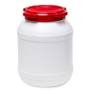 6.9 Gallon White UN Rated HDPE Wide Mouth Drum with Red Lid - Stackable