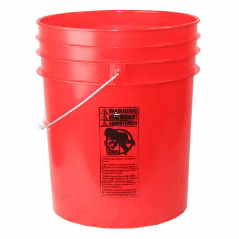 5 Gallon Red HDPE Premium Round Bucket with Wire Bail Handle & Plastic Hand  Grip (Lid sold separately)