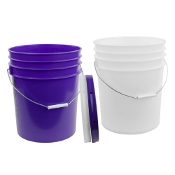 5 Gallon Premium Buckets with Wire Bail, Plastic Grips & Lids