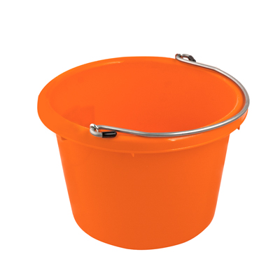 ORANGE PLASTIC BUCKET WITH HANDLE 1 CT.