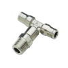 1/4" Tube x 1/4" NPT Nickel-Plated Brass Male Branch Tee