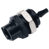 3mm Hose Barb Acetal Black Panel Mount Coupling Body - Shutoff (Insert Sold Separately)