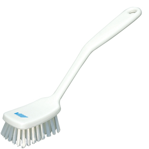 Vikan 3089, Vikan Small Utility Brush - Stiff This small, light-weight brush  has a broad head and an ergonomically angled handle. This design raises the  user's hand from the cleaning surface, reducing