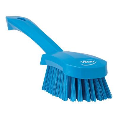 Vikan 41923 Short Handle Scrubbing Brush- Stiff, Blue